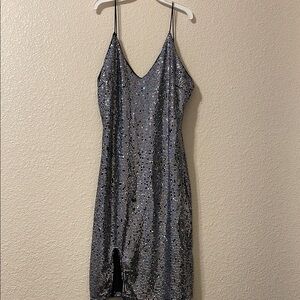 Papermoon Gray Sequin Slip Dress